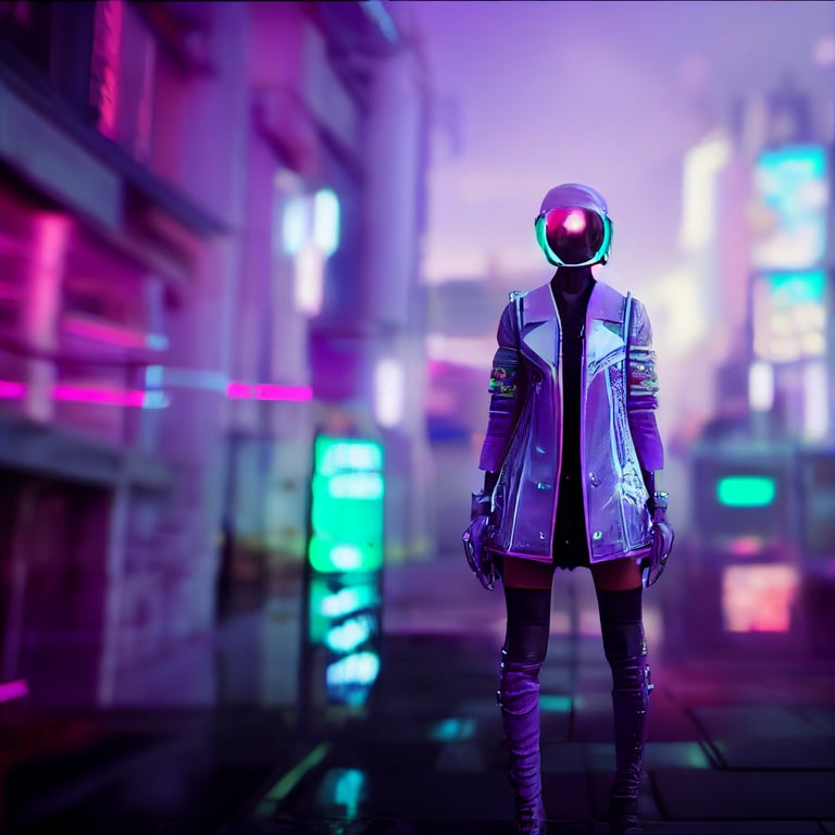 prompthunt: fashion outfit cyberpunk fantastic pastel purple and green  render octane 8k unreal engine