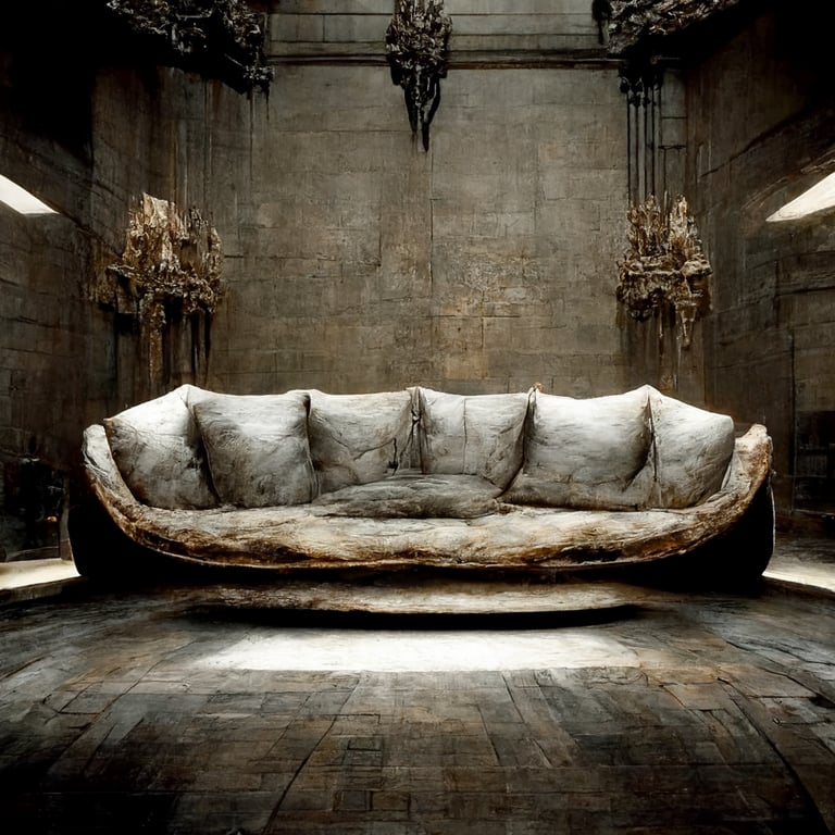 prompthunt sofa by Alexander McQueen and Rick Owens