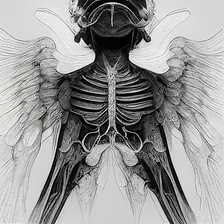 prompthunt: terrible angel anatomy, medical illustration, xray
