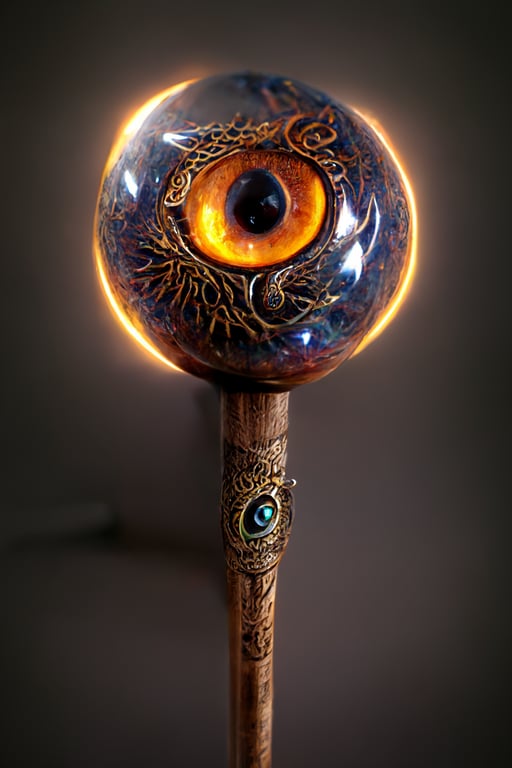 wizard magic staff, dragon eye staff, detailed dragons eye, octane render, hyperrealistic, photoreal,