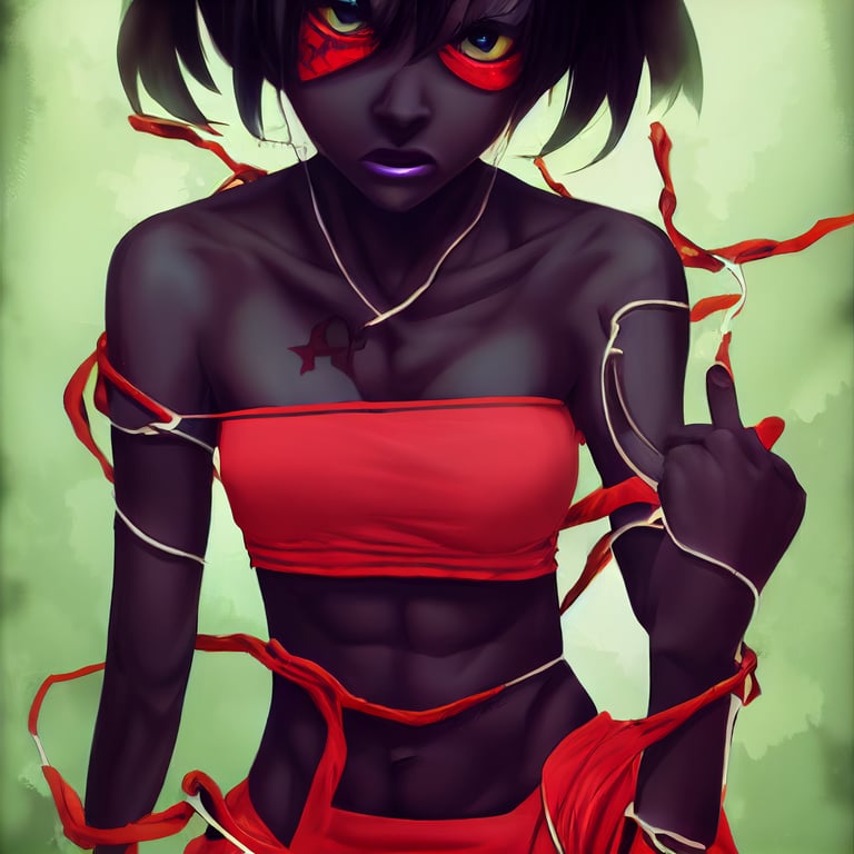 Dark Red and Black Anime Girl | Sticker