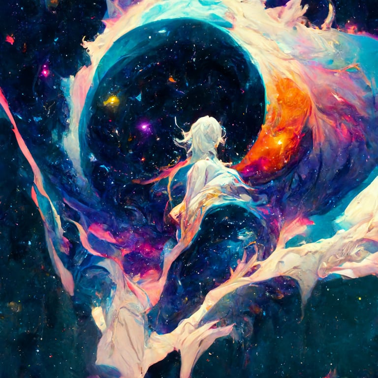 prompthunt cosmic universe, anime splash art