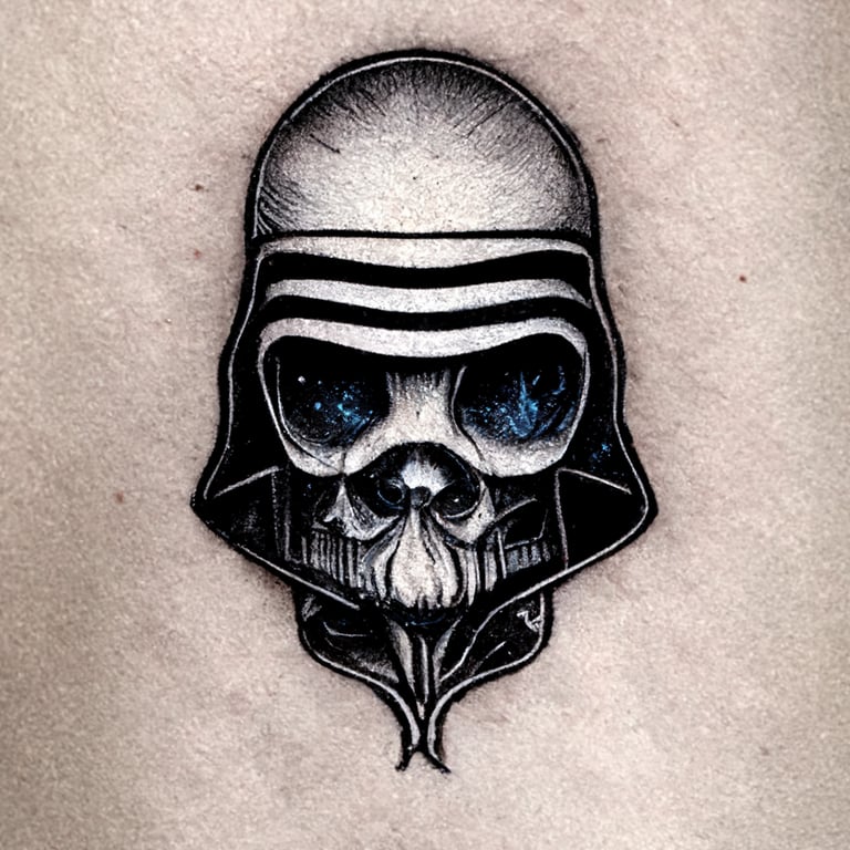prompthunt: the dark mark with Star Wars images,tattoo design,3 colors