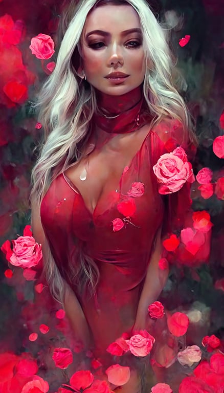 prompthunt: Lindsey Pelas dressed beautiful combination of red and light  pink roses. Lindsey Pelas, At night, the Milky Way, small drops of water  and dew can feel loyal and pure love 8K,