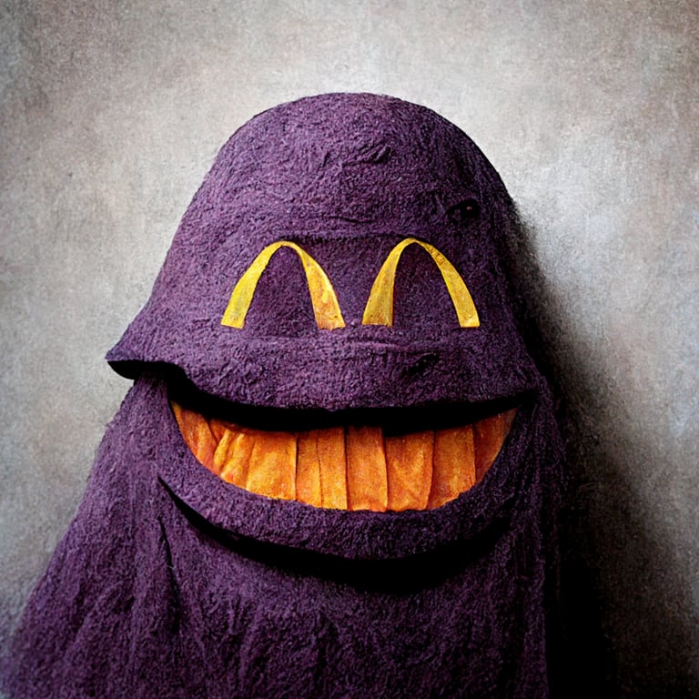 prompthunt: McDonald's grimace hallowe'en costume hyperrealistic
