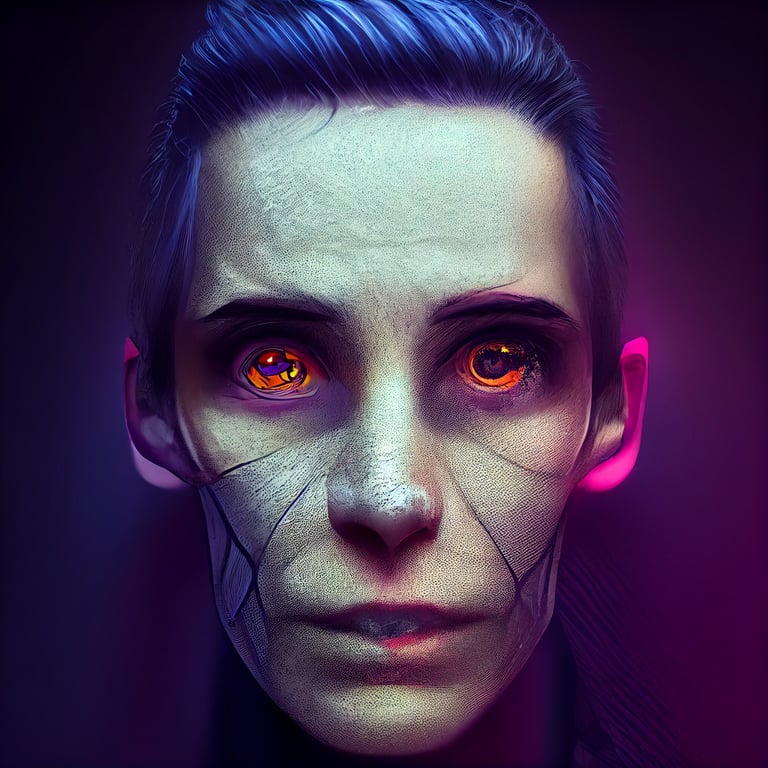 prompthunt half human half android, looks like PJ Harvey, cyberpunk