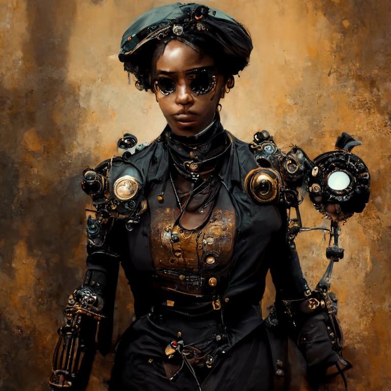 prompthunt: 8k black female steampunk cyborg