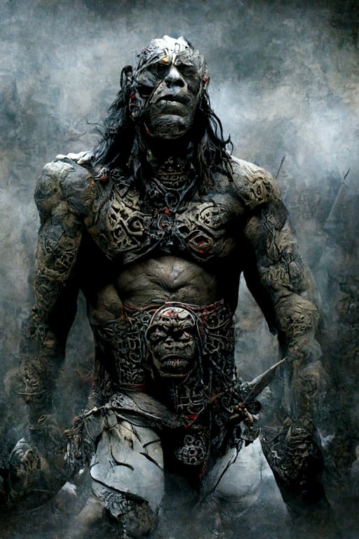 prompthunt: full body Uruk-Hai orc warlord with detailed white tribal ...