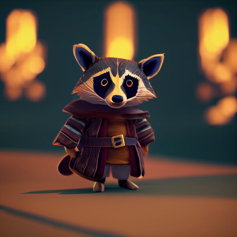 prompthunt raccoon knight with medieval clothes, link's awakening on