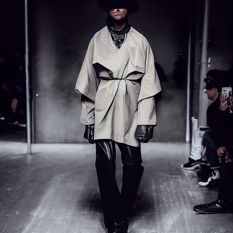 prompthunt: vetements mens fashion week runway, monochromatic oversized  boxy looks, professional shot in the runway, grunge archive fashion, grailed  detailed shot