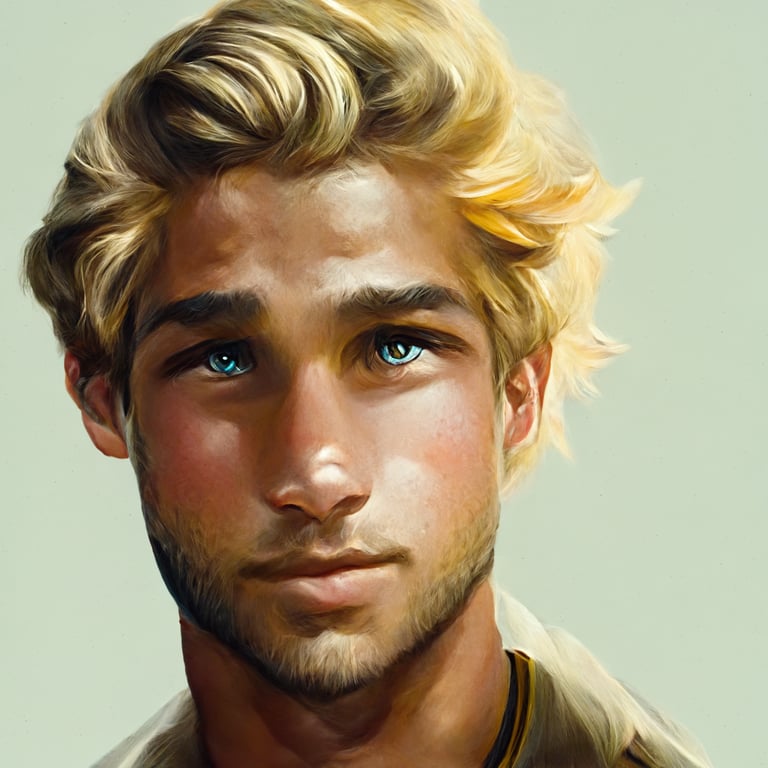 prompthunt young tan greek man with blonde hair and hazel eyes