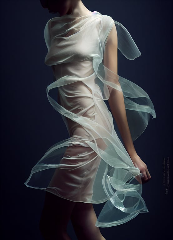 prompthunt: **beautiful woman in a soft transparent dress, visible body,  visible body features, modern, studio lighting, soft lighting, depth of  space