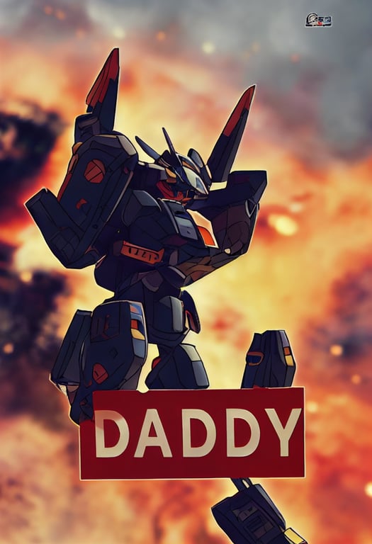 prompthunt: tiny adorable anime gundam mech holding a Riot sign that ...