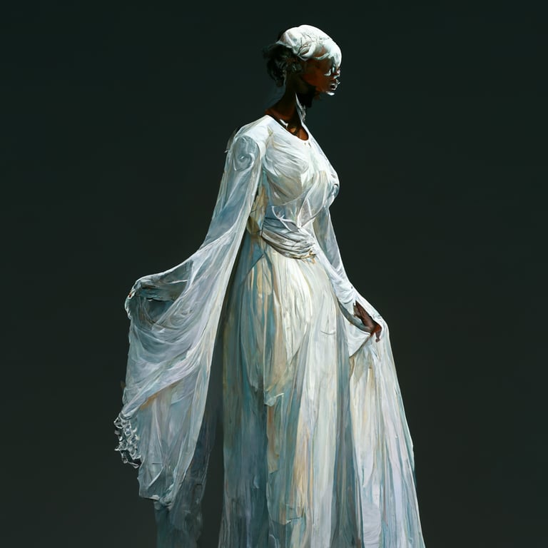 prompthunt A drow woman wearing a sheer white dress