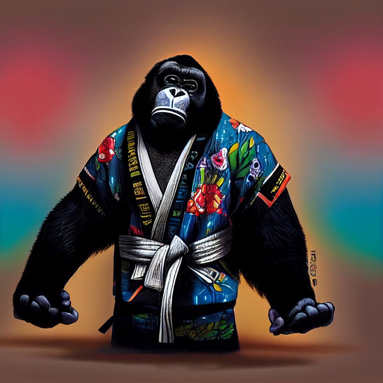 prompthunt: gorilla in a jiu-jitsu gi kimono