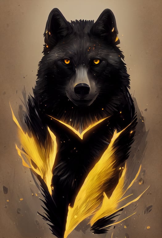 prompthunt: black wolf, yellow eyes, full-body, dnd character concept