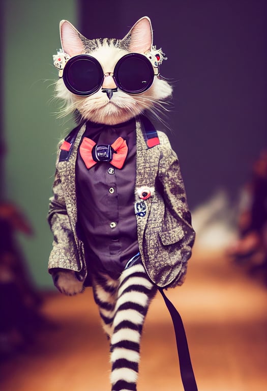 prompthunt: 4k fashion photo, an anthropomorphic cute cat wearing