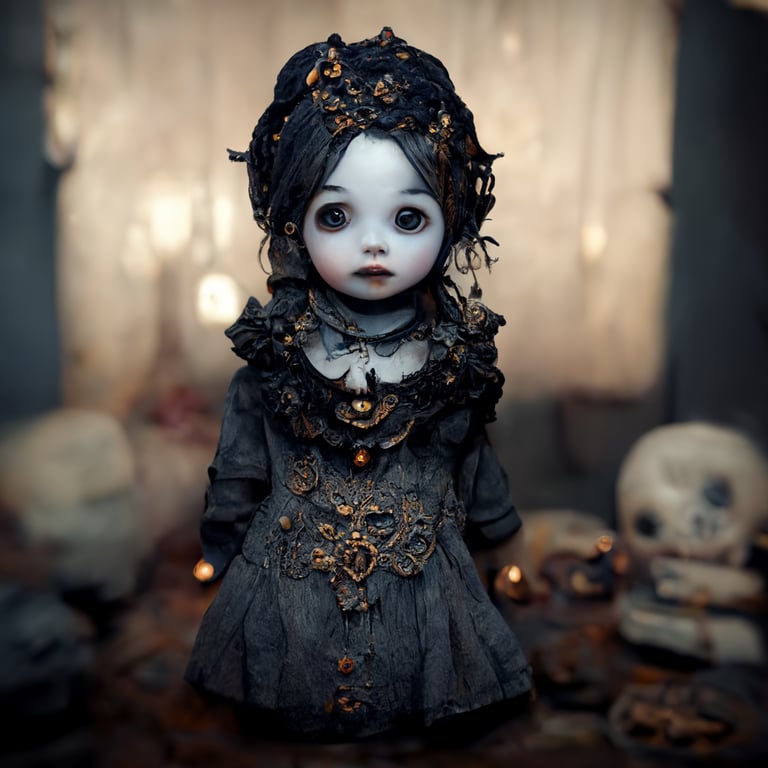 prompthunt: creepy porcelain doll, Gothic, Horror doll, intricate detail,  unreal engine 5
