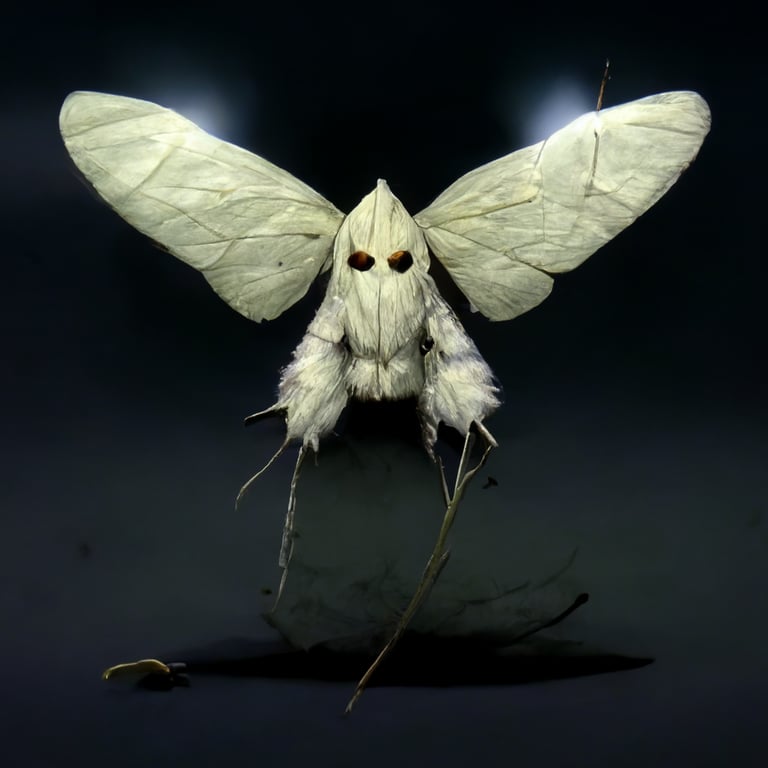 prompthunt: white furry moth, rpg character, Playstation 2 gameplay,  moonlit, dramatic lighting, inspired by Heronymus Bosch, macro photography,  PS2 graphics, medievil, cam trail footage