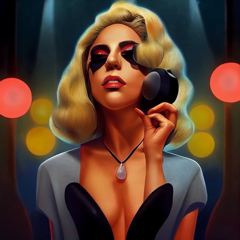 prompthunt: Stylised movie poster of Lady Gaga is telephone Music