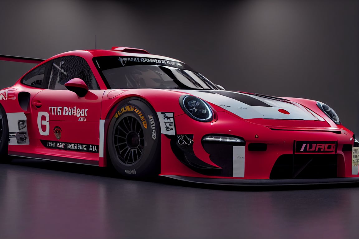 prompthunt: red porsche gt3 r race car, large heck spoiler, extremely  powerful motor, carbon chassis, hyperrealistic details, octane render,  unreal engine 5, 8k