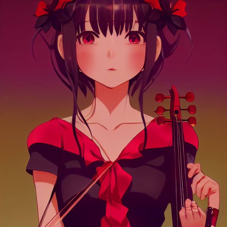 anime girl in a long red dress