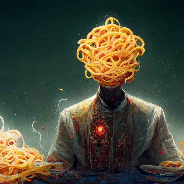 prompthunt: spaghetti god