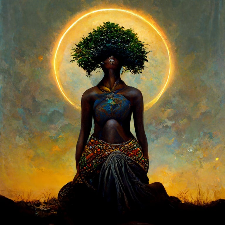 African goddess of the world utopia hyper realistic euphoria euphoria nature Mother Earth