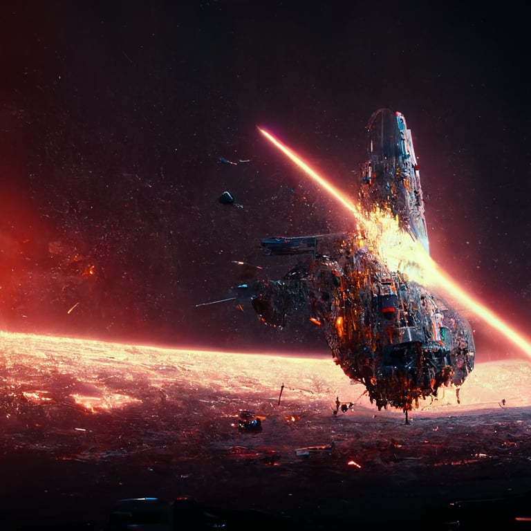 a destroyed spaceship in space, 4k