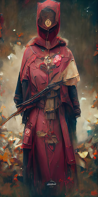 prompthunt: A full portrait of a beautiful post apocalyptic archer, dark red  marron color hooded cloak with paladin armor parts, intricate, elegant,  highly detailed, digital painting, artstation, concept art, smooth, sharp  focus,