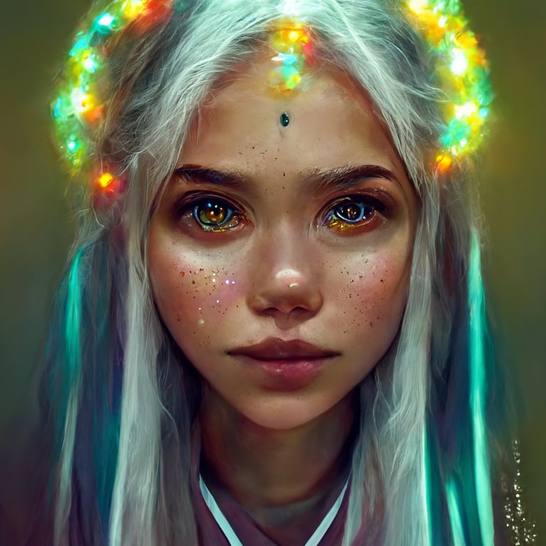 Dark Skinned Adorable Girl with Turquoise Fractal Pearls and Fractal Gold  Gems · Creative Fabrica