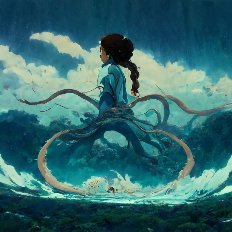 Katara uốn nước, chiến đấu với bạch tuộc khổng lồ, trong studio phim hoạt hình Avatar - hình ảnh đáng xem và đầy cảm hứng cho những ai yêu thích bộ phim này. Những cảnh quay đầy tươi sáng và đẹp mắt sẽ đem đến cho bạn cảm giác như mình đang tham gia trực tiếp vào những cuộc phiêu lưu của nhân vật.