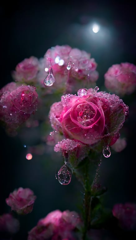 Beautiful Pink Roses With Water Droplets