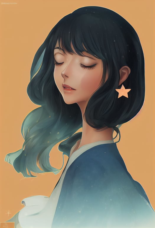 prompthunt: profile portrait of most beautiful anime woman ,detailed  eyes,look up to the stars ,happy sunshine dazzling ,gorgeous side view  ,kawaii,low angle shot