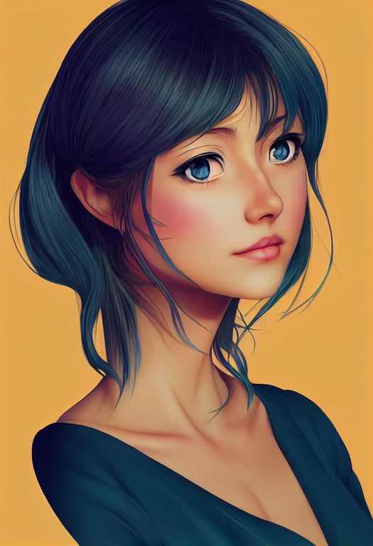 Smiling Beauty: Side-Profile Portrait of a Cute Anime Girl with