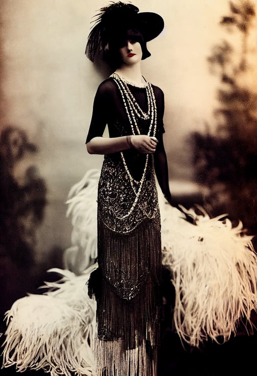 prompthunt: fashion photography, a flapper dress by Coco Chanel, color  photography