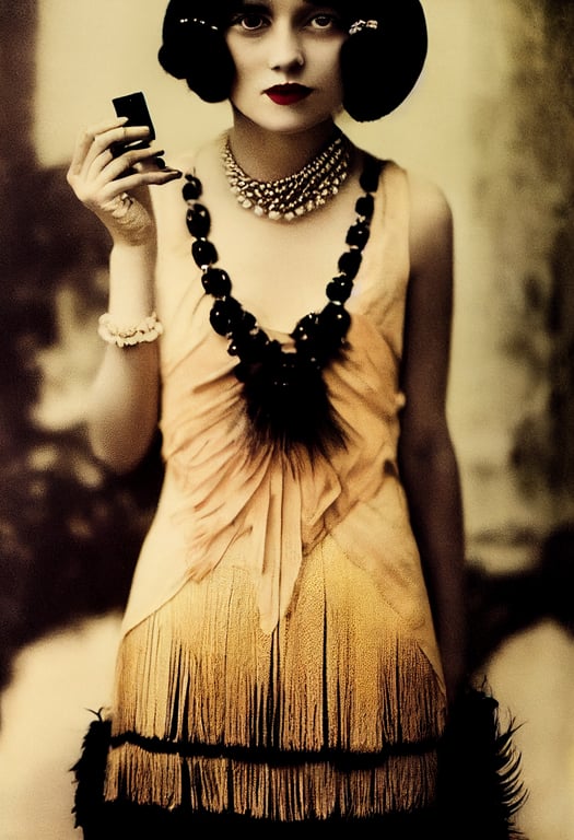 prompthunt: fashion photography, a flapper dress by Coco Chanel, color  photography