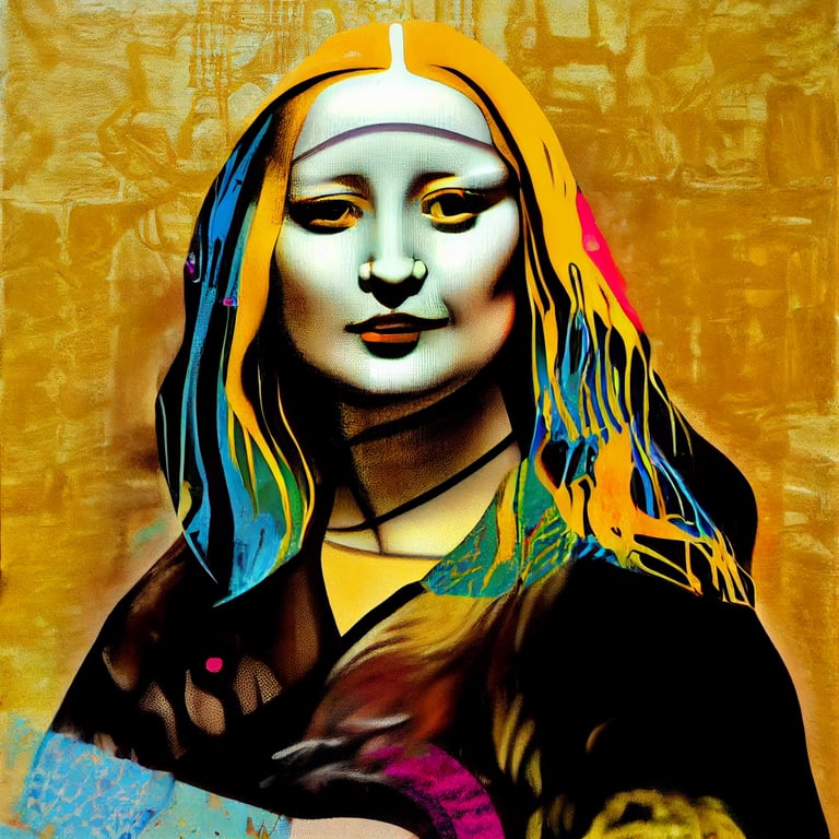 prompthunt: rock and roll collage with blonde Mona Lisa punk scene in Dali  art pop art contemporary sculpture with liquid paint in hyper realistic  architecture concept