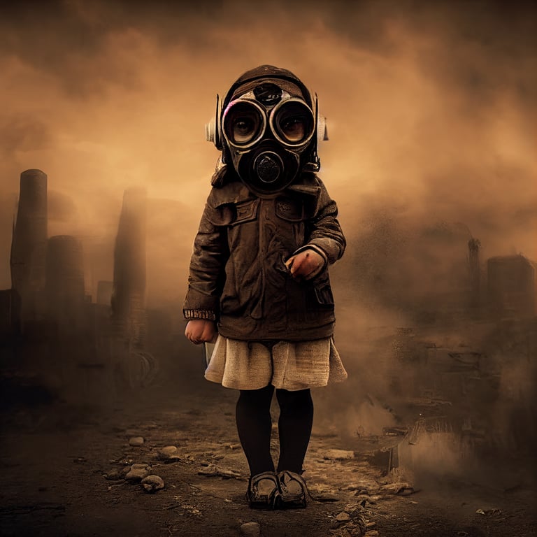 prompthunt: 8k, " picture of a little girl wearing a gas mask" ,  apocalyptic environment, photo, ultra detailed, intricate ,photorealistic