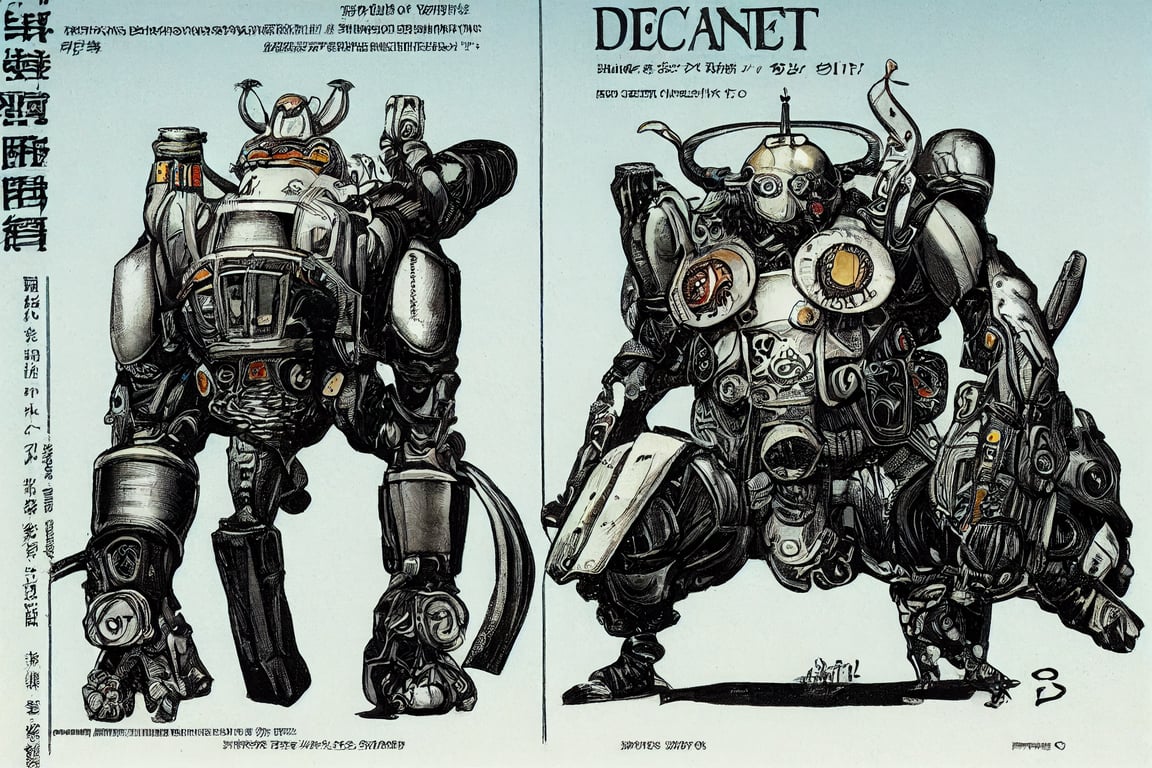 Deunan Knute and Briaeros Hecatonchires from Appleseed by Masamune Shirow in the art style of Masamune Shirow