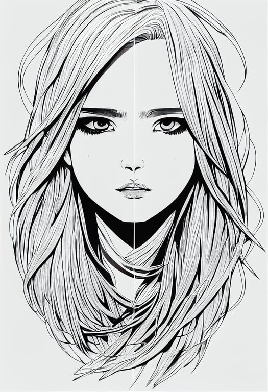 Coloring Page Of Anime Girl With Black And White Line Art Outline