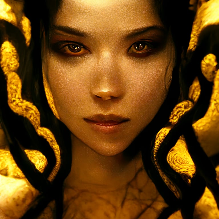 medusa, full body, hyper realistic snake hair,, Midjourney