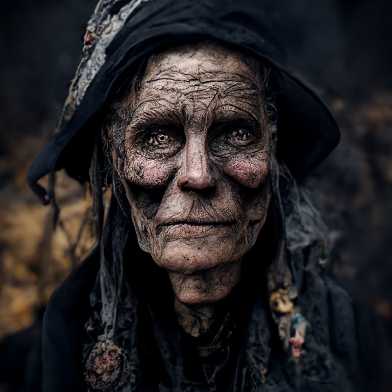 prompthunt: ugly old haggard witch face, dark, horror, super detail, photo  realistic, super detail, photo realistic, 8k, dramatic, cinematic