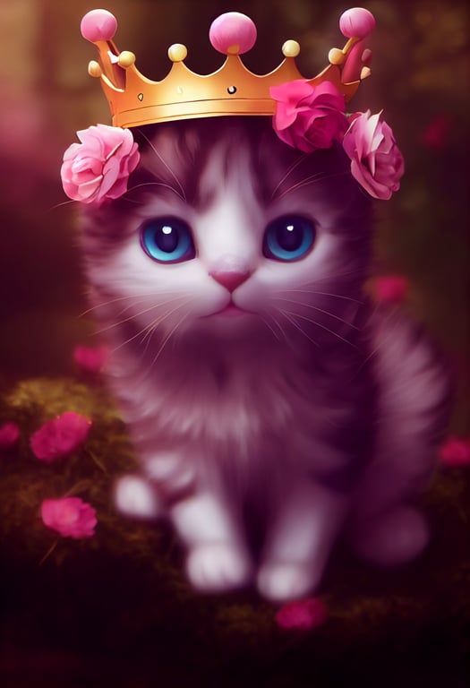 prompthunt: A cute and adorable kawaii baby cat, with crown of ...