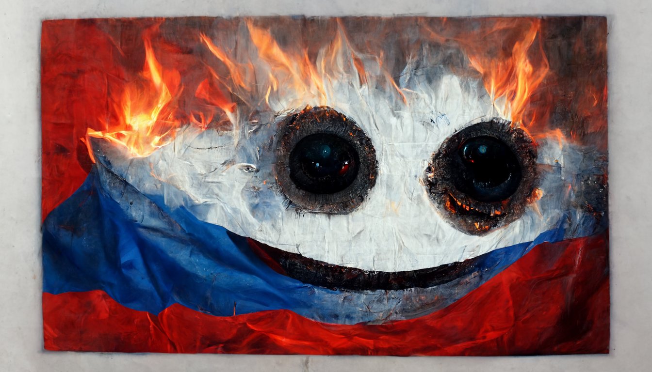 Premium AI Image  Burning russian flag
