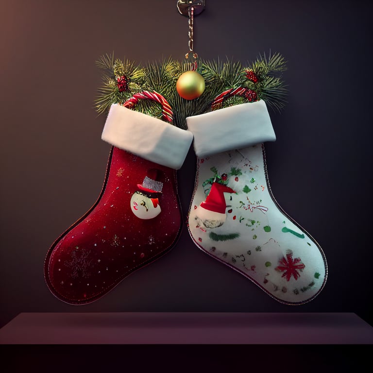 prompthunt: puppy's head and front 2 legs hanging out from a christmas  stocking, 4k, photorealism, realistic, octane render, logo style, unreal  engine