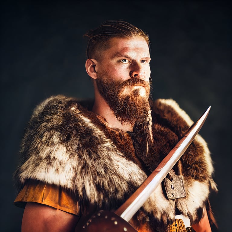 prompthunt Portrait of a male viking berserker wearing bear pelt