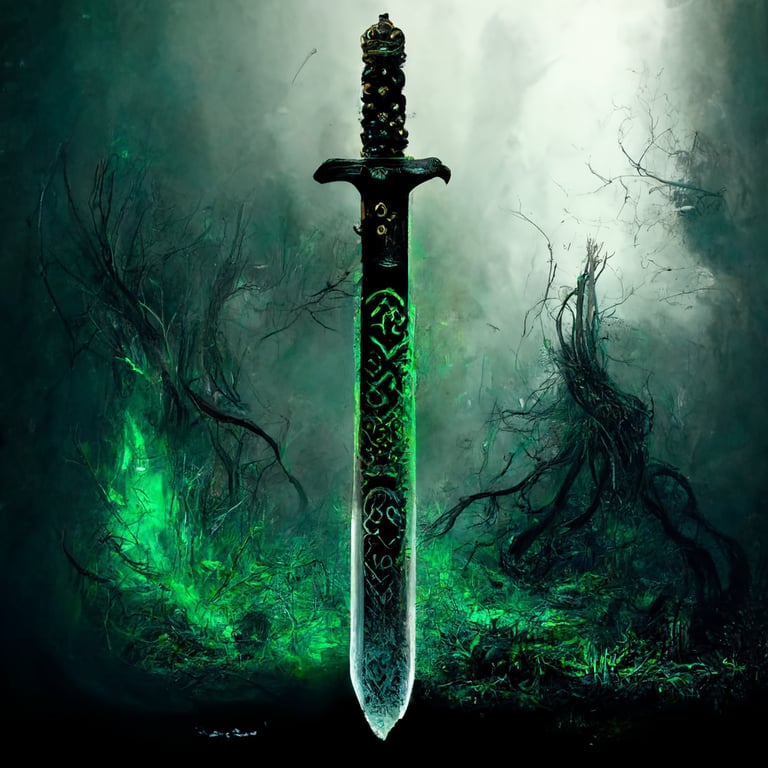 Sự kết hợp giữa màu đen và kí hiệu màu xanh lá cây cực kì ấn tượng trên nền hình nền kiếm. Hãy thưởng thức ngay hình ảnh này và cảm nhận sảng khoái trước vẻ đẹp khó cưỡng này.