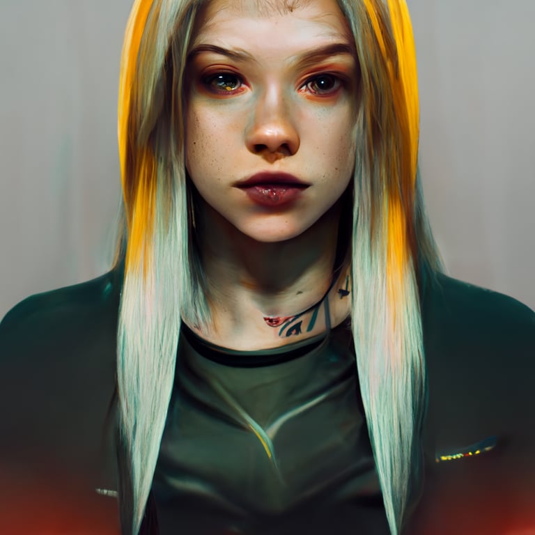 Beautiful cyberpunk girl with blonde hair, Midjourney