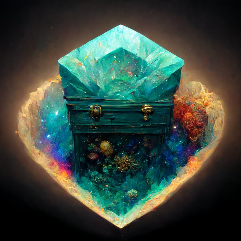 prompthunt: cosmic crystalline treasure chest